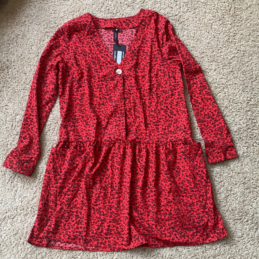 Girls red drop waist dress size 10